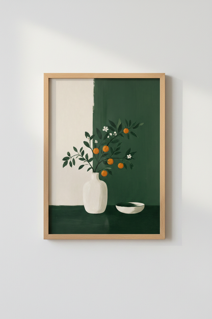 Minimalist orange branch Wall Art Print | Living Room Decor | Modern Poster