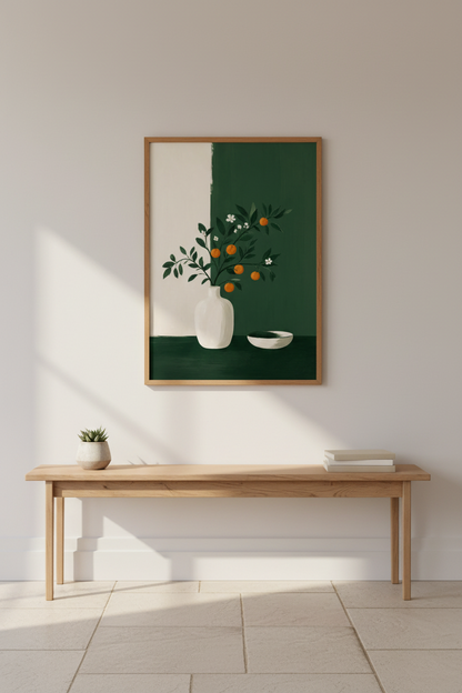 Minimalist orange branch Wall Art Print | Living Room Decor | Modern Poster