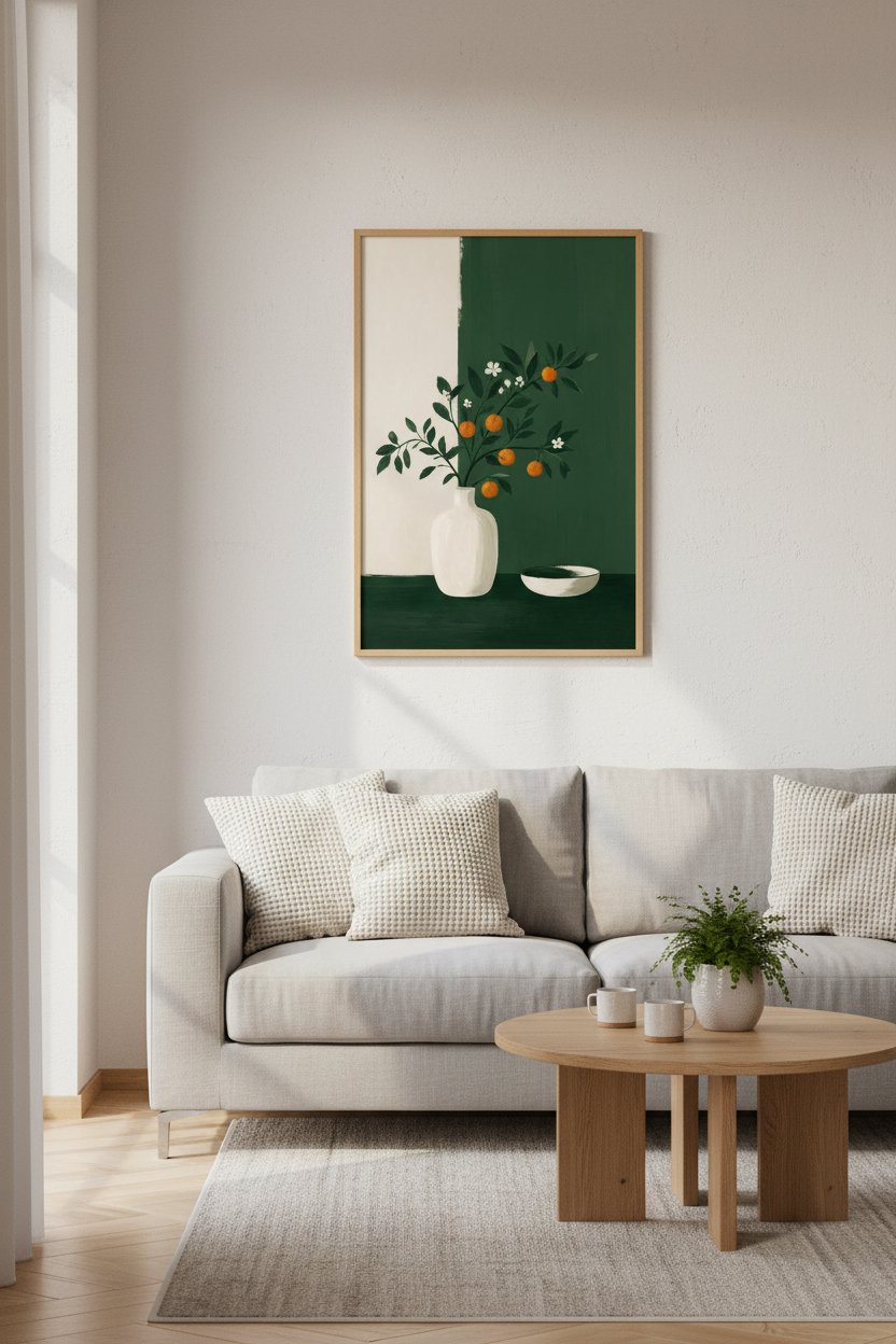 Minimalist orange branch Wall Art Print | Living Room Decor | Modern Poster
