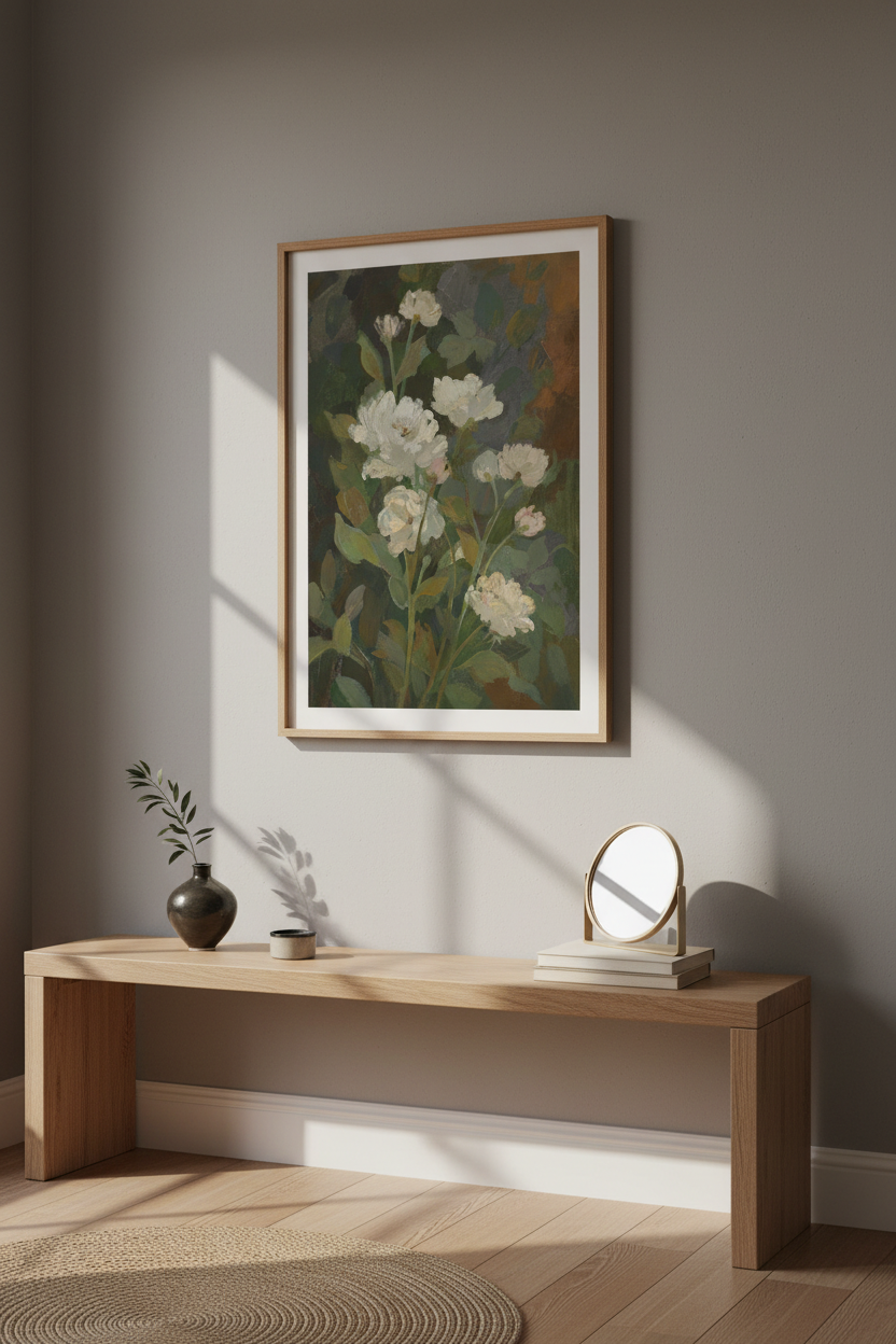 Impressionist Botanical Wall Art Print | Living Room Decor | Moody Poster