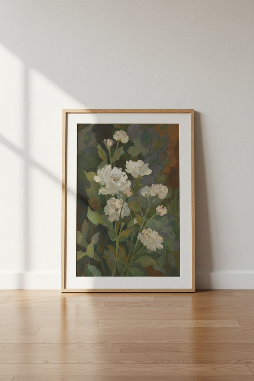 Impressionist Botanical Wall Art Print | Living Room Decor | Moody Poster