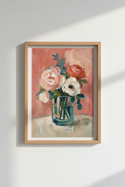 Floral wall art | Impressionist bouquet decor | Living room poster