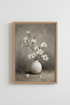 White Magnolia Vase Oil Painting | Moody Neutral Floral Art, Bedroom Decor