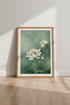 Lotus Flower Wall Art | Japanese Watercolor Green & Gold Poster | Zen Room Decor