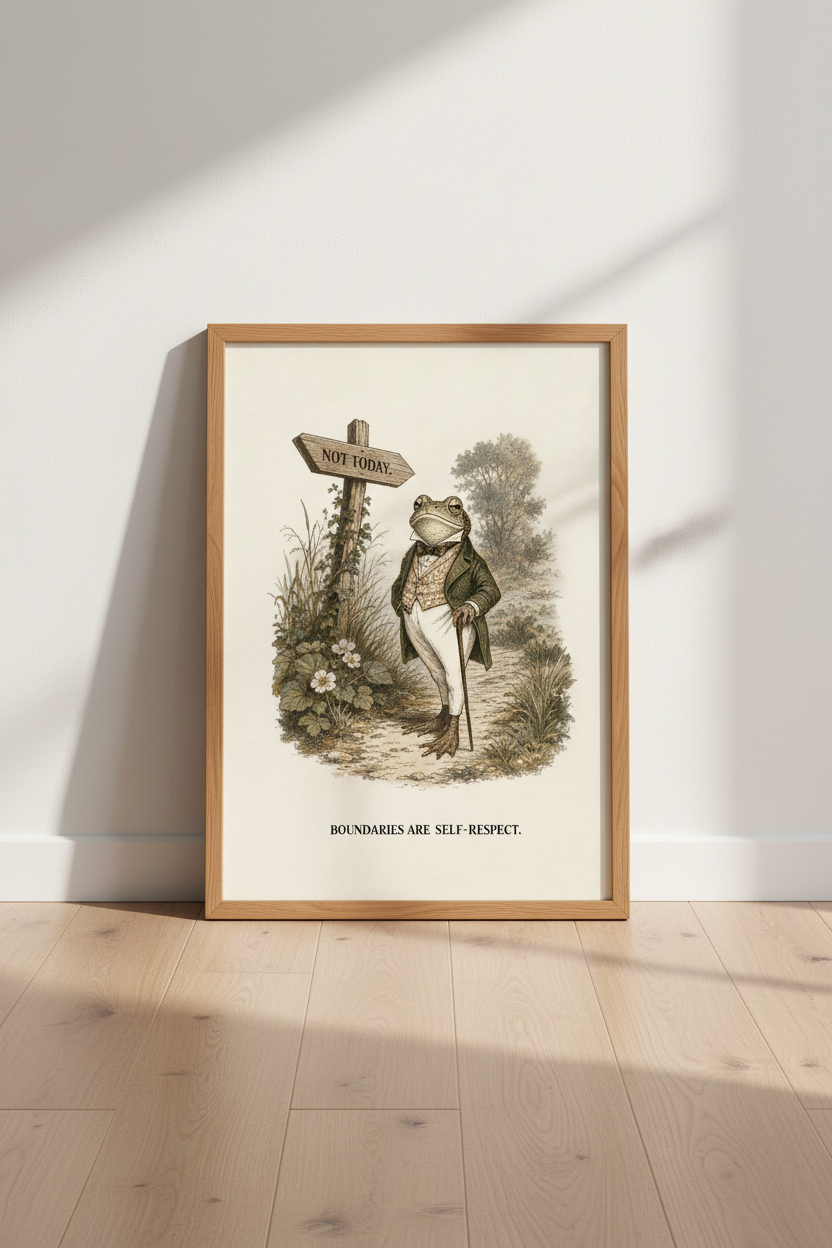 Victorian Frog | Boundary Quote Vintage Art, Dark Academia Office Decor