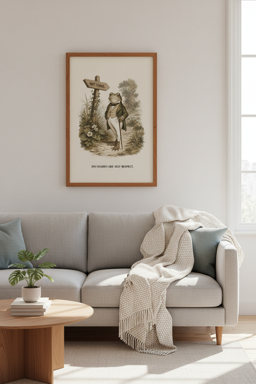 Victorian Frog | Boundary Quote Vintage Art, Dark Academia Office Decor