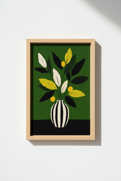 Botanical Print | Abstract Green Vase Decor | Modern Poster