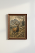 Deer Wall Art Print | Rustic Mountain Scene, Oil Painting Style | Living Room Decor