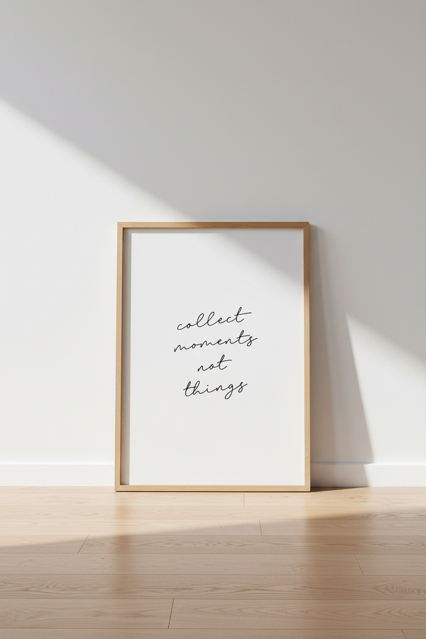 Collect Moments Not Things Wall Art Print | Bedroom Decor | Minimalist Poster