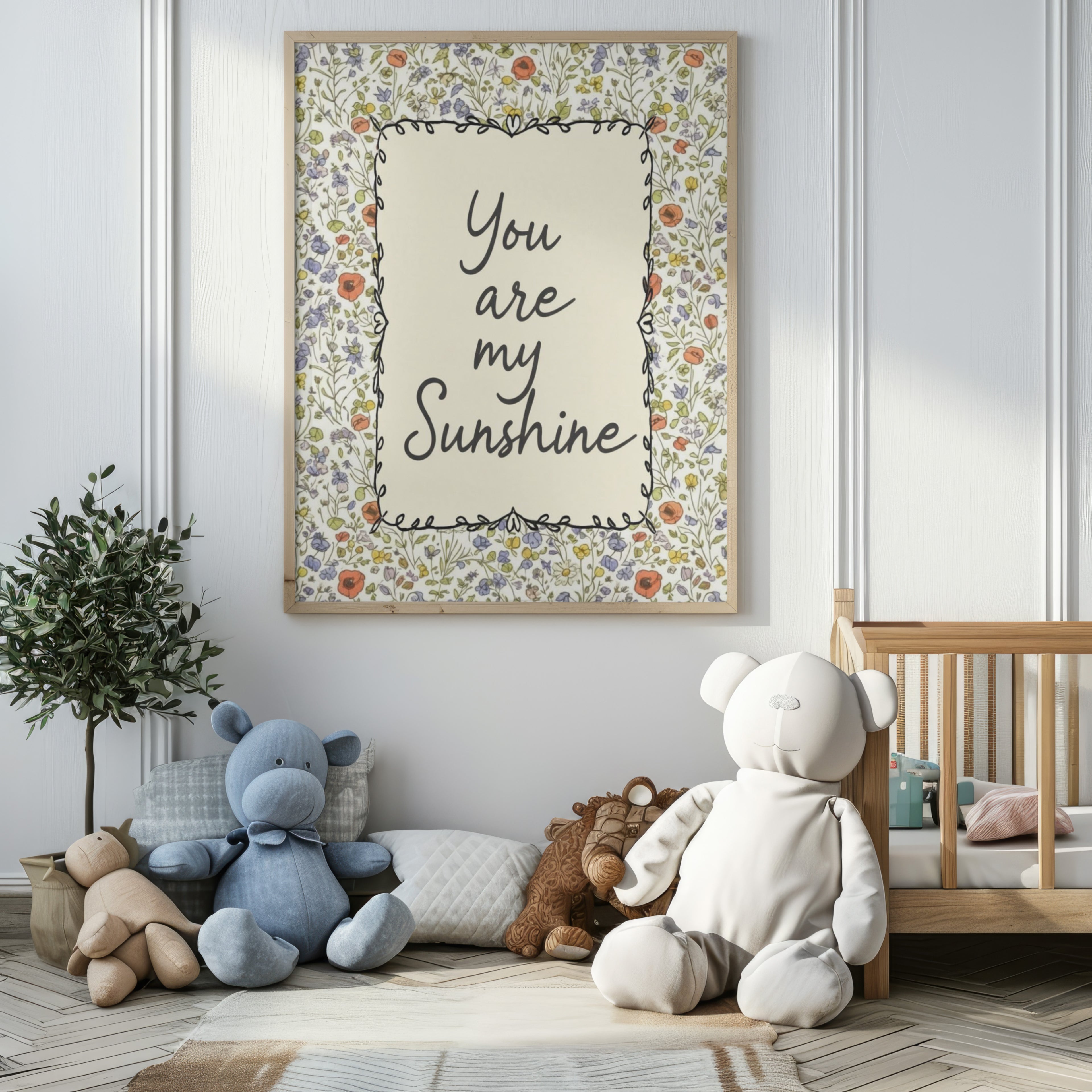 You Are My Sunshine: Wildflower Typography Nursery Print