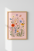Wildflowers Pink Art Print | Botanical Floral Poster, Nursery & Living Room Decor