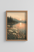 Mountain Lake Sunset Wall Art | Wildflower Landscape Poster | Serene Nature Decor