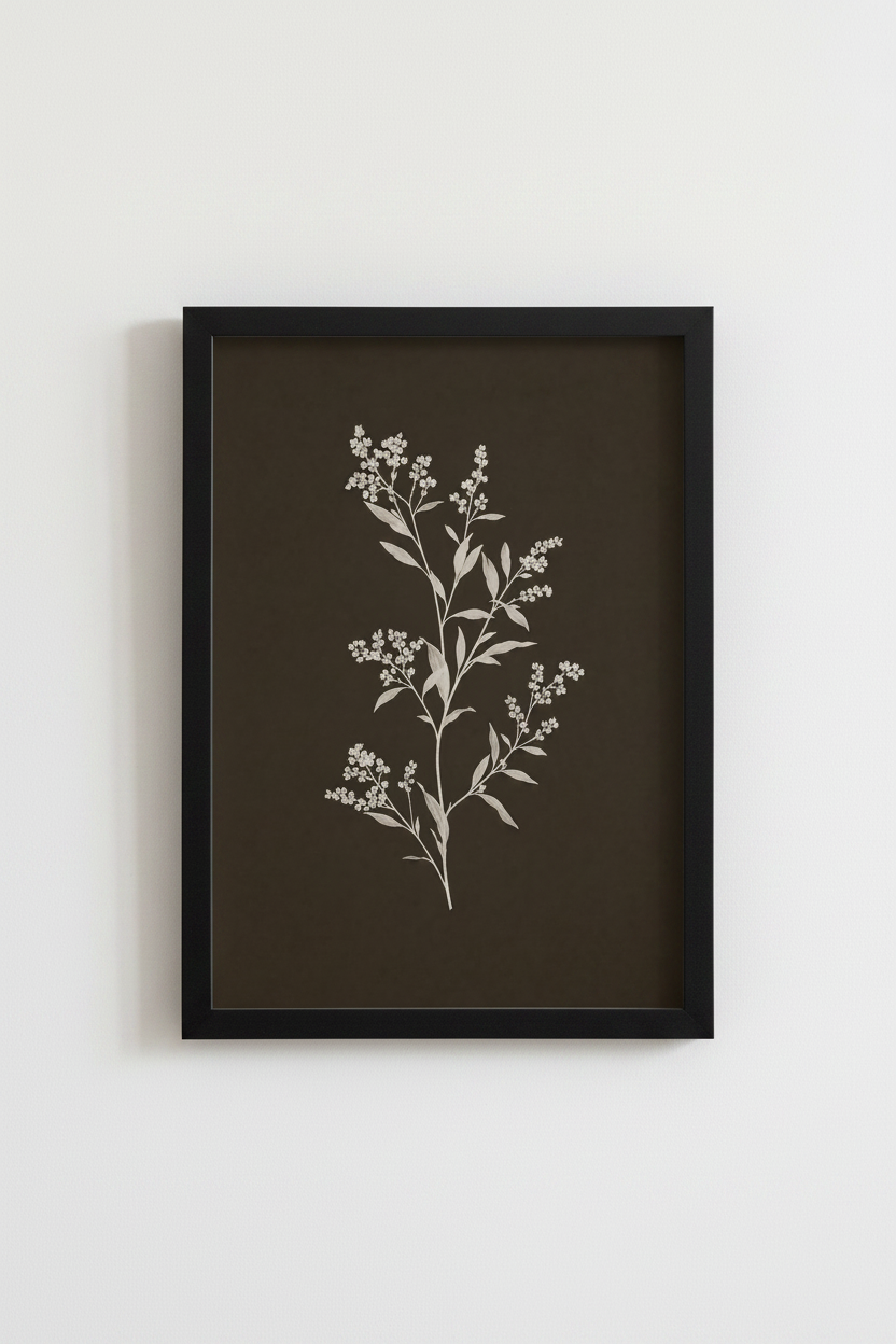 Vintage Botanical Wildflower Print | Dark Academia Wall Art | Neutral Moody Decor