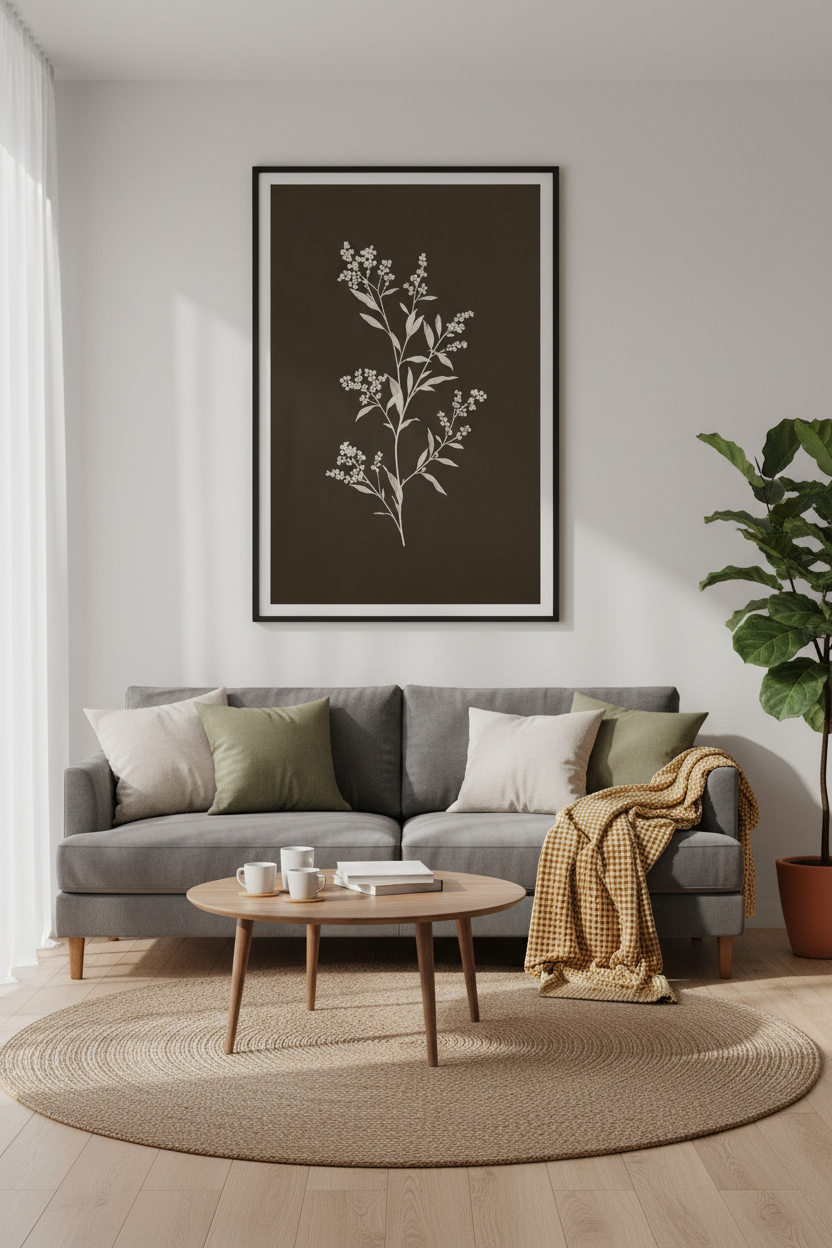 Vintage Botanical Wildflower Print | Dark Academia Wall Art | Neutral Moody Decor