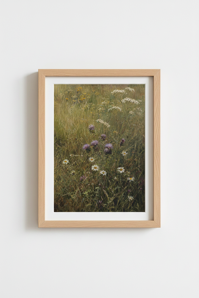 Botanical wall art | Vintage meadow hues, living room decor