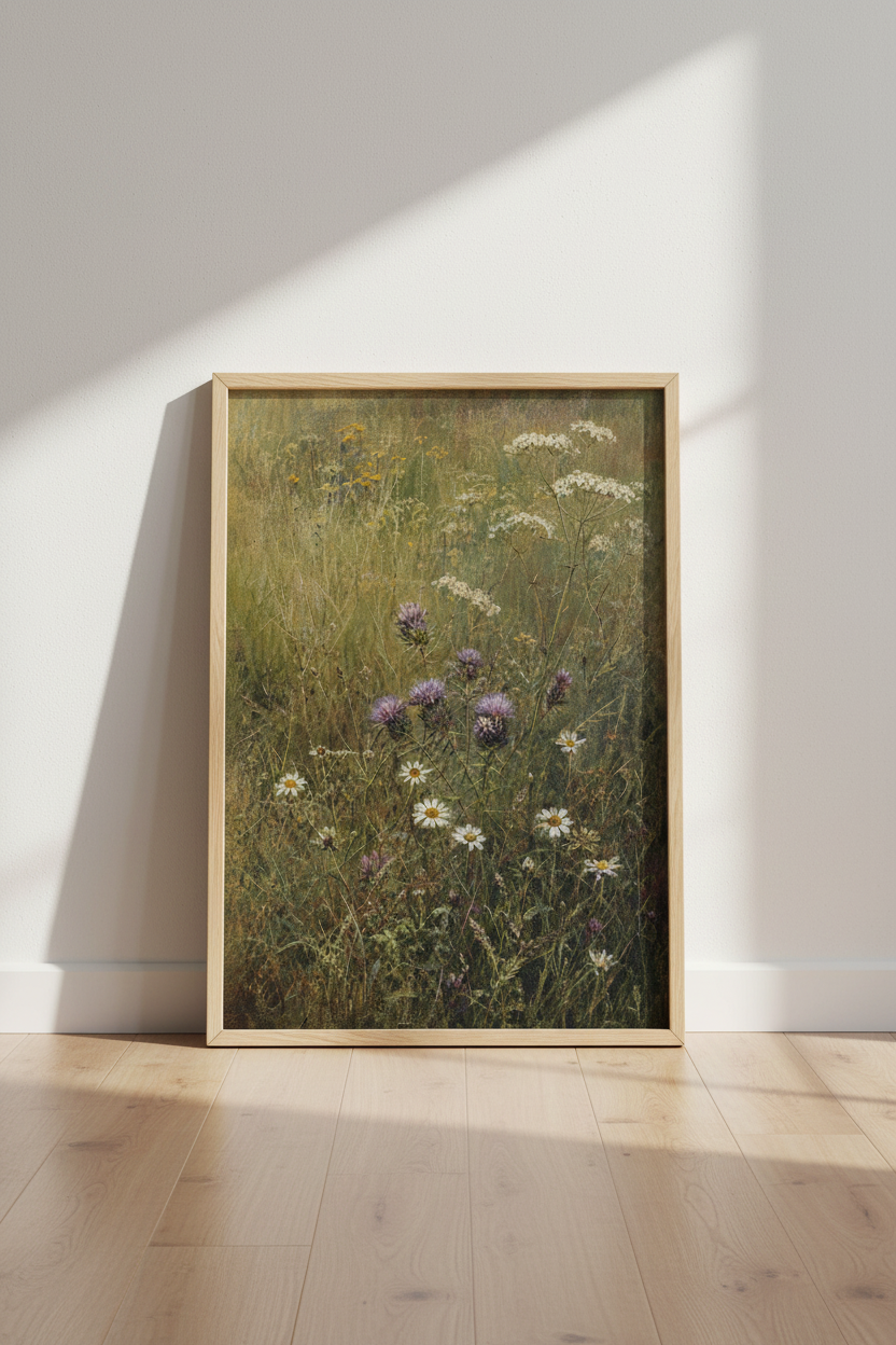 Botanical wall art | Vintage meadow hues, living room decor