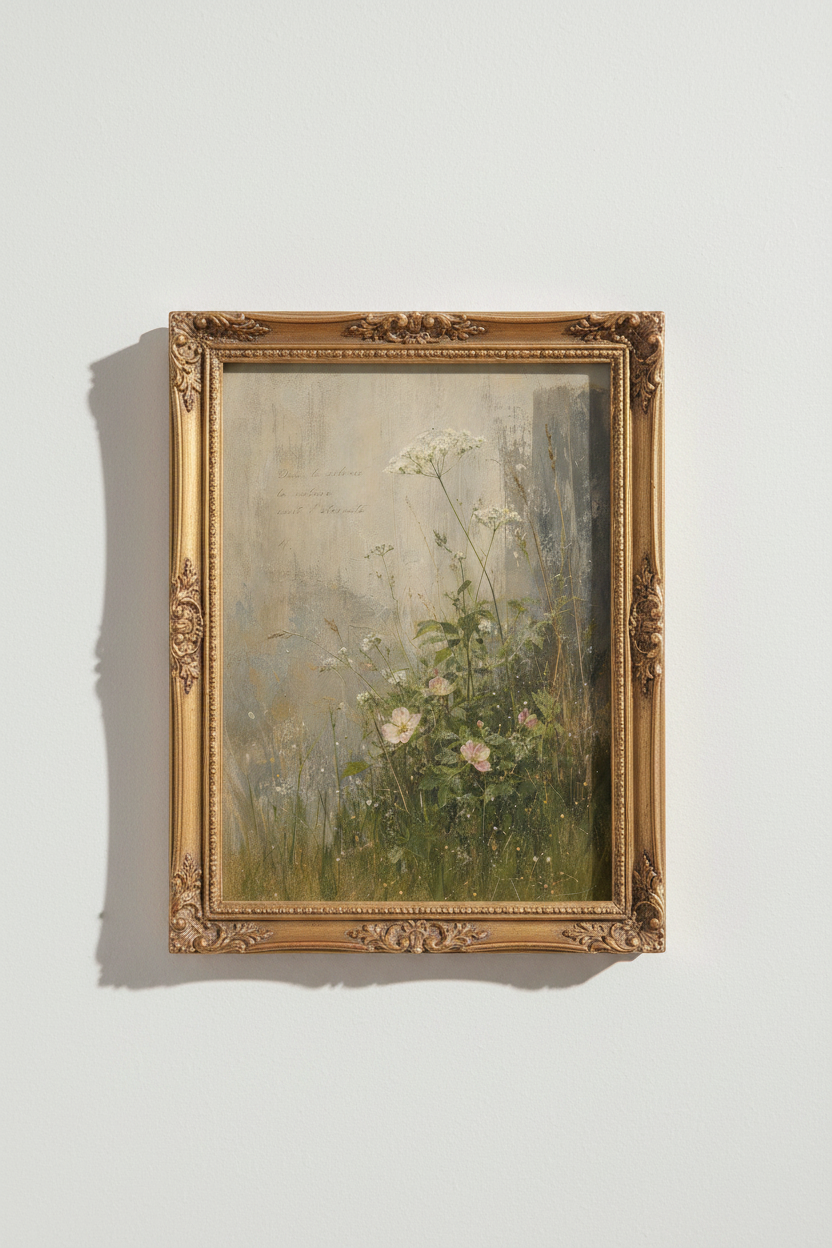 Botanical Wall Art Print | Soft Beige Floral, Neutral Living Room Decor | Vintage Poster