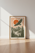 Eagle Mountain Woodcut Print | Rustic Nature Landscape, Cabin Decor Poster