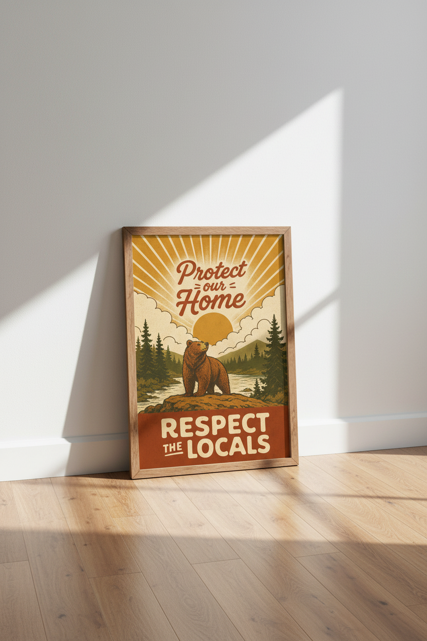 Retro Bear National Park Poster | Rustic Wildlife Wall Art, Cabin Decor