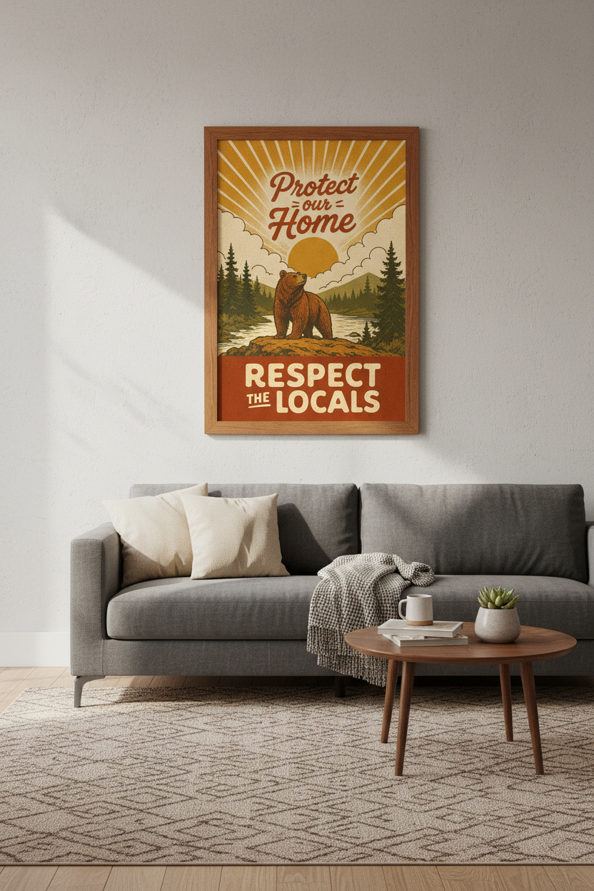 Retro Bear National Park Poster | Rustic Wildlife Wall Art, Cabin Decor