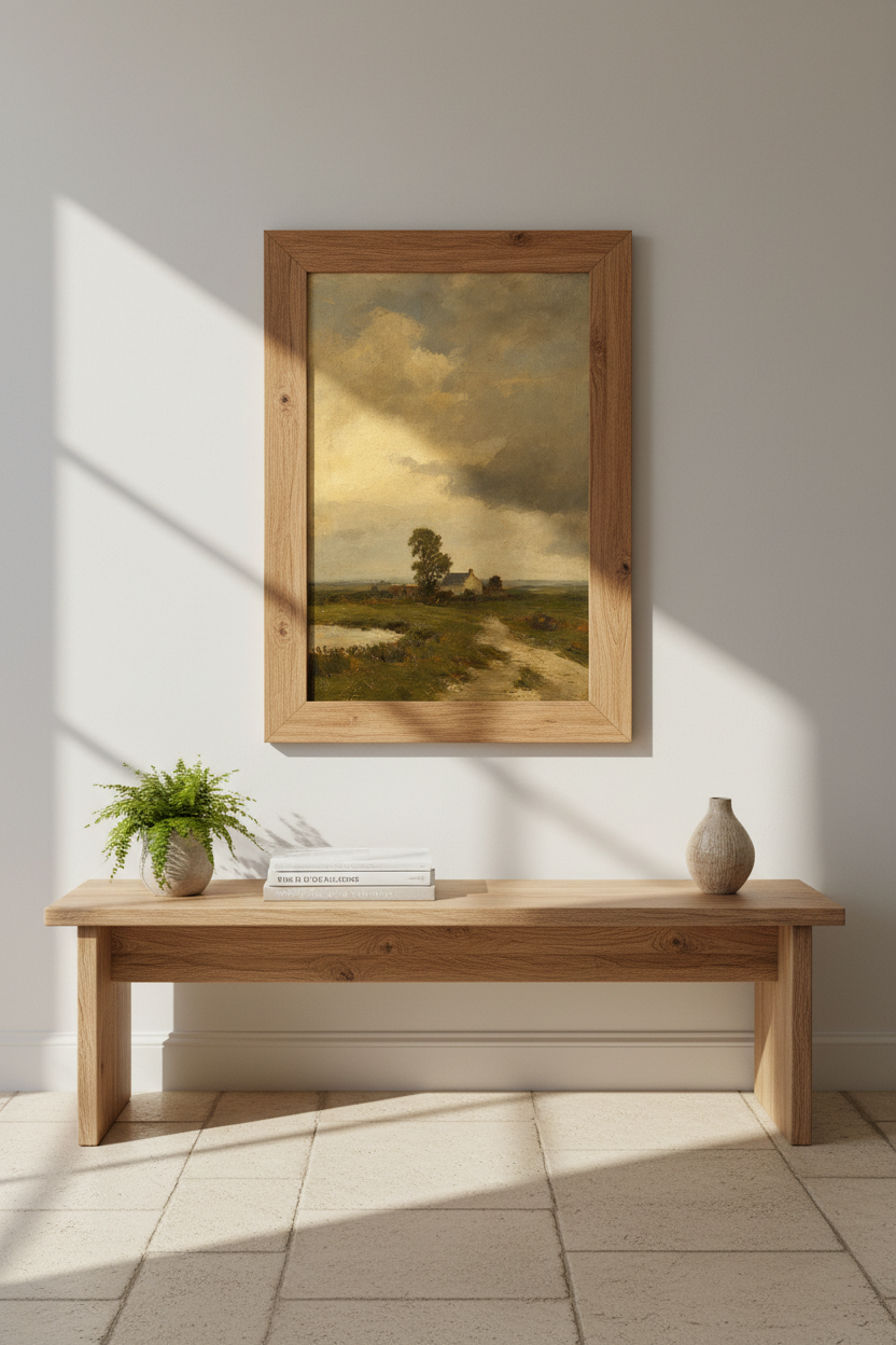 Pastoral Landscape Print | Impressionist Autumn Haze, Living Room Decor | Cozy Poster