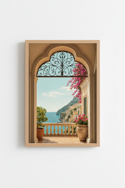 Coastal Wall Art Print | Mediterranean Vibe, Living Room Decor | Seaside Poster