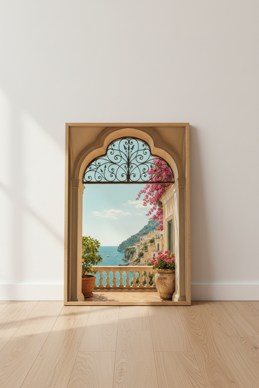 Coastal Wall Art Print | Mediterranean Vibe, Living Room Decor | Seaside Poster