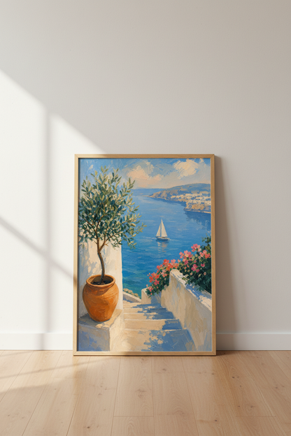 Coastal Italian Wall Art Print | Mediterranean Seaside Decor | Impressionist Poster