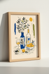 Mediterranean Wine & Citrus Wall Art | Kitchen Decor | Matisse Style Poster