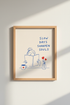 Slow Living Quote Wall Art | Minimalist Reader Decor | Blue & Red Poster