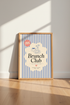 Brunch Club Retro Wall Art | Blue Striped Kitchen & Dining Decor | Parisian Aesthetic