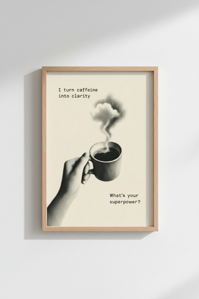 Minimalist Coffee Wall Art Print | Kitchen Decor | Monochrome Poster