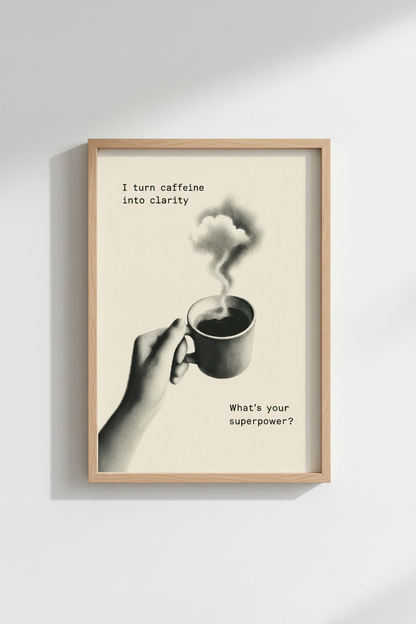 Minimalist Coffee Wall Art Print | Kitchen Decor | Monochrome Poster