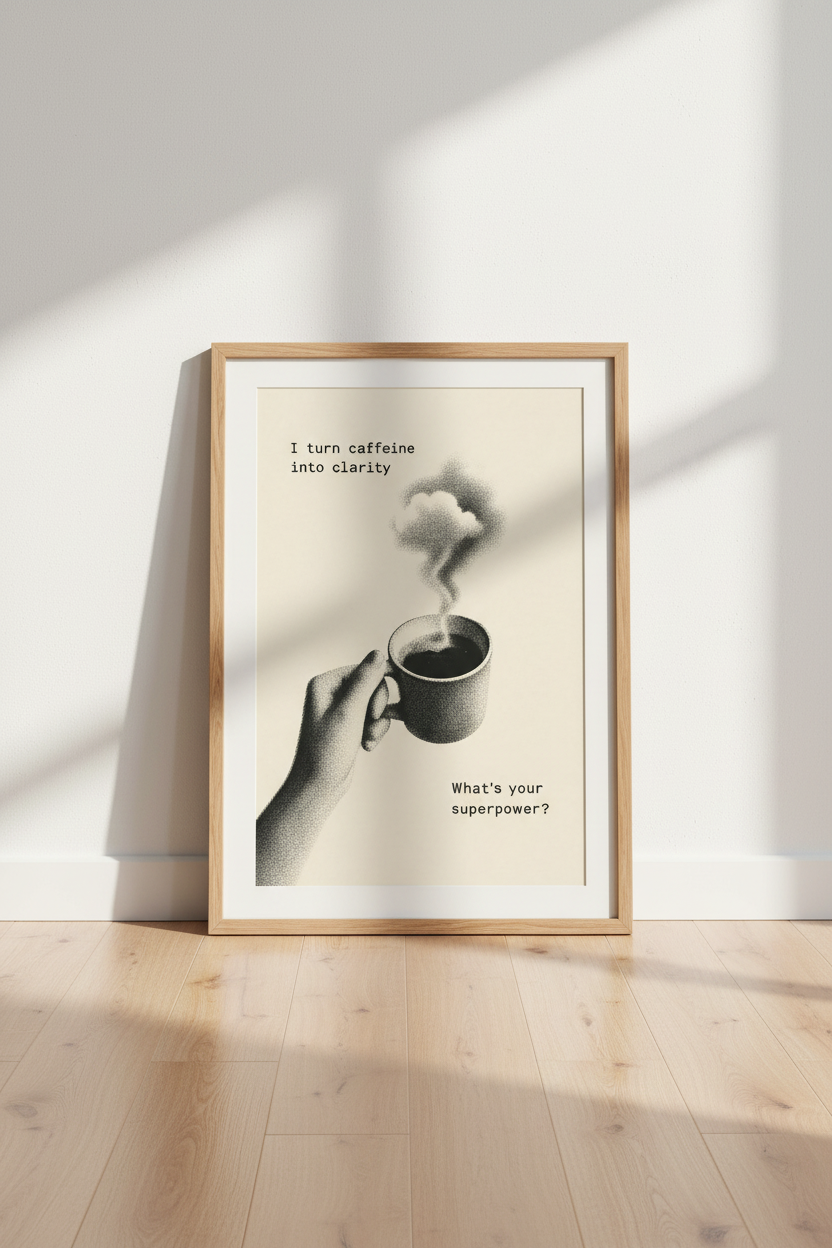 Minimalist Coffee Wall Art Print | Kitchen Decor | Monochrome Poster