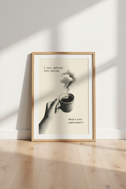 Minimalist Coffee Wall Art Print | Kitchen Decor | Monochrome Poster