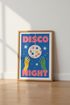 Disco Night Ball Art Print | Retro 70s Party Decor | Colorful Aesthetic Poster