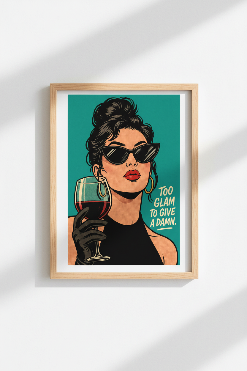 glam wall art | Pop Portrait, Teal Backdrop, Living Room Decor | Bold Poster