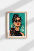 glam wall art | Pop Portrait, Teal Backdrop, Living Room Decor | Bold Poster