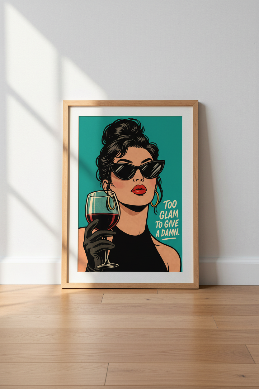 glam wall art | Pop Portrait, Teal Backdrop, Living Room Decor | Bold Poster