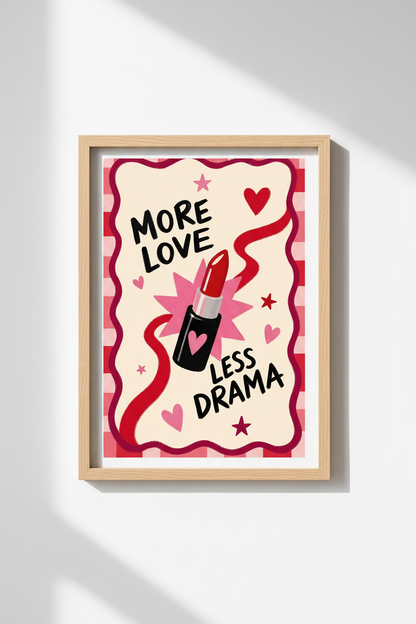 Coquette Girly Wall Art | Lipstick Pink Aesthetic Poster, Bedroom &amp; Vanity Decor