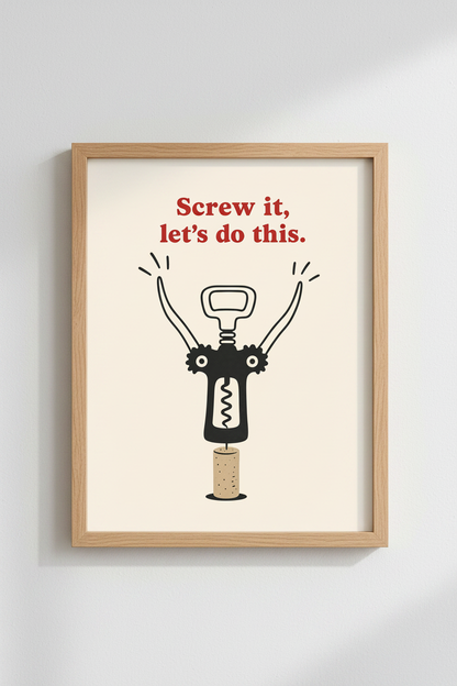 Corkscrew Poster | Minimalist Line Art, Kitchen Decor