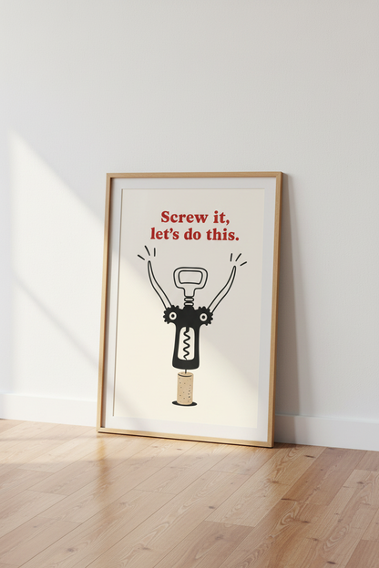 Corkscrew Poster | Minimalist Line Art, Kitchen Decor
