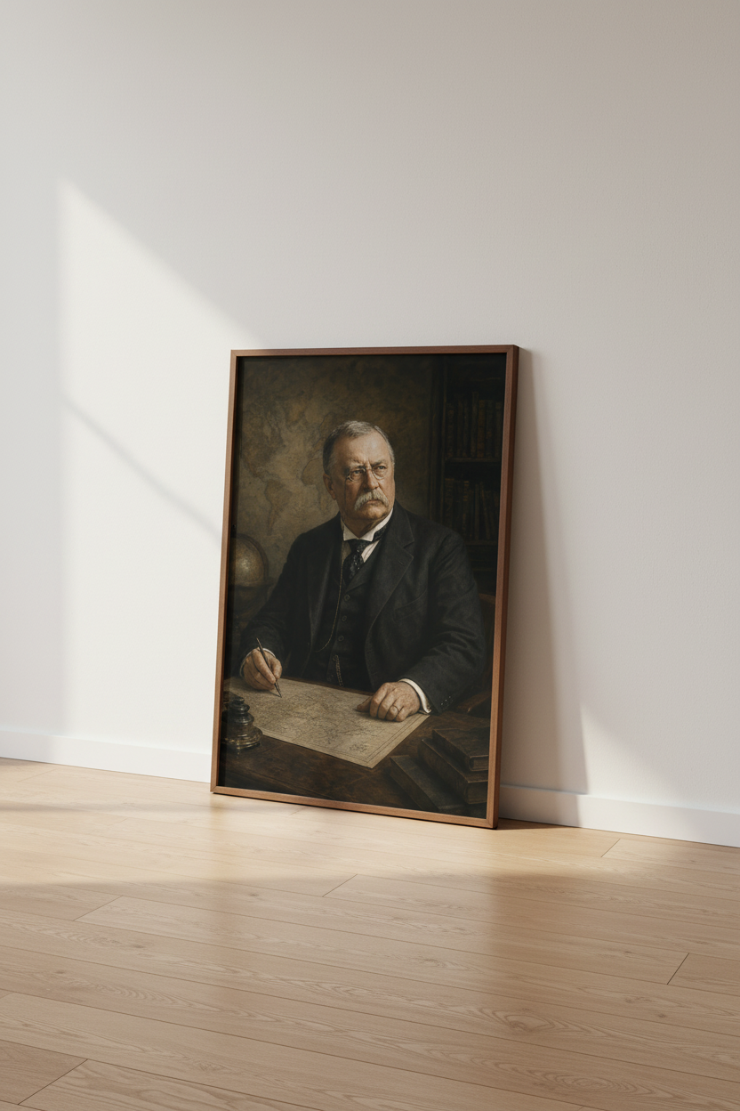 Theodore Roosevelt Portrait | Dark Academia Vintage Art, Office &amp; Library Decor