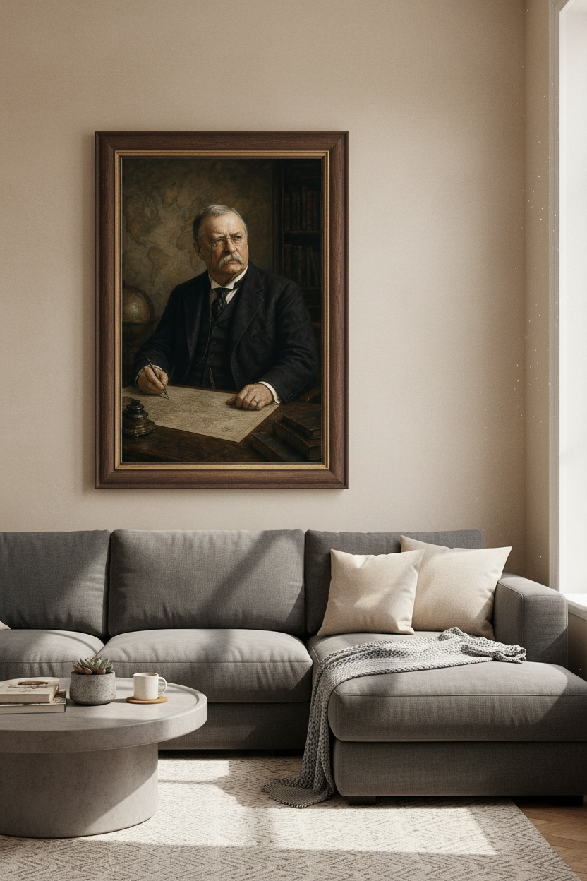 Theodore Roosevelt Portrait | Dark Academia Vintage Art, Office &amp; Library Decor