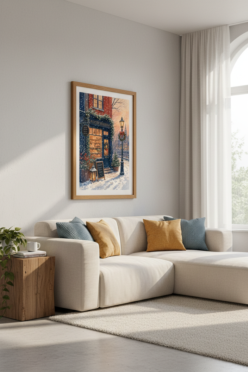 Cozy Bakery Christmas Wall Art | Winter Watercolor Poster, Holiday Decor