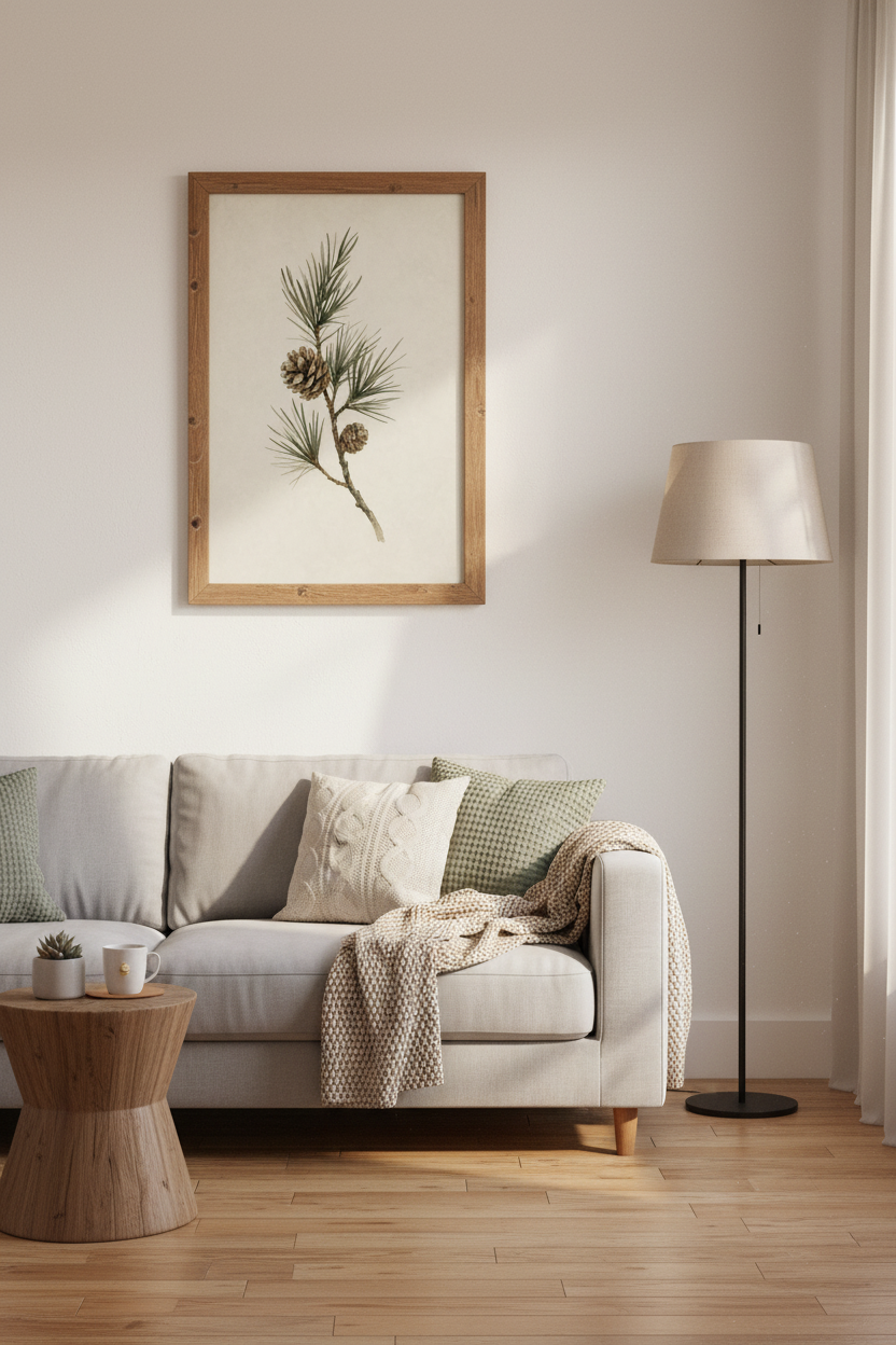 Pinecone Watercolor Wall Art | Rustic Botanical Poster, Nature Inspired Decor