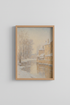 Winter Village Canal | Impressionist Snow Landscape, Neutral Vintage Wall Art