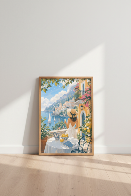 Amalfi Coast Italy Wall Art Print | Mediterranean Decor | Aesthetic Positano Poster