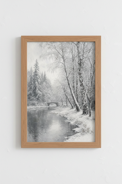 Winter Landscape Wall Art Print | Living Room Decor | Minimalist Snow Poster