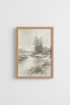 Winter Landscape Watercolor | Muted River Nature Print, Farmhouse Decor Art